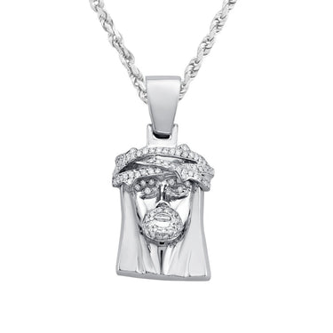 White 14k White Gold Diamond Jesus Piece 0.75ctw